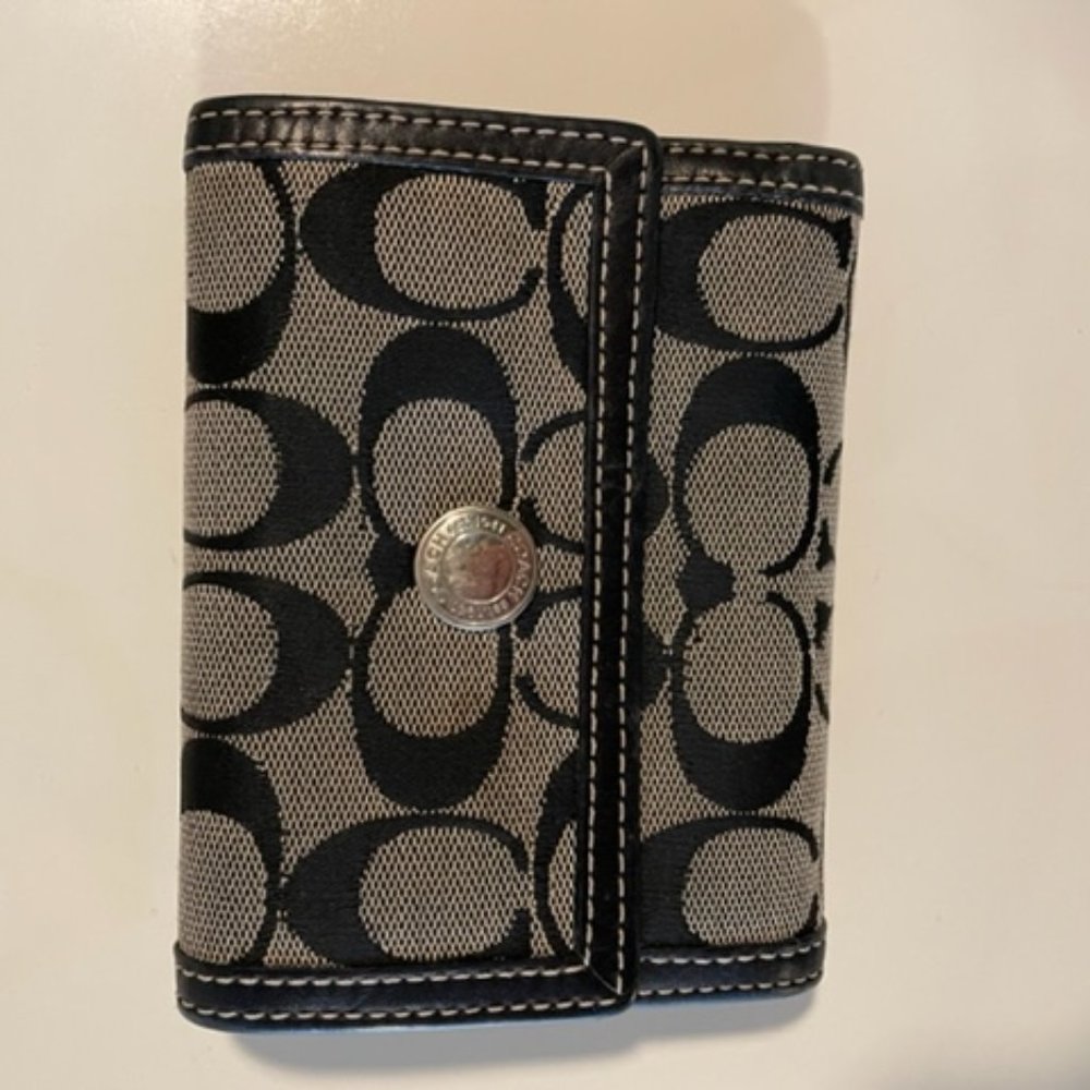 Vintage Coach Jacquard and Leather Wallet